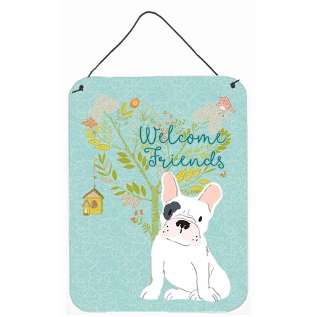 Carolines Treasures Welcome Friends Piebald French Bulldog Wall or Door Hanging Prints BB7634DS1216